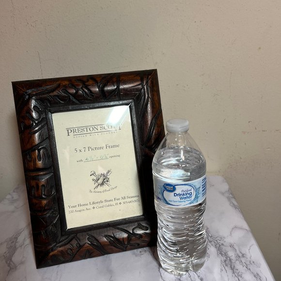 Vintage Carved Oak Leaf  Rustic Wood Desktop Picture Frame Arts & Crafts - Picture 6 of 8